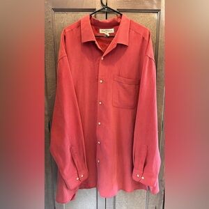 Tommy Bahama Men's Casual Red Button-Down Silk Shirt 3X